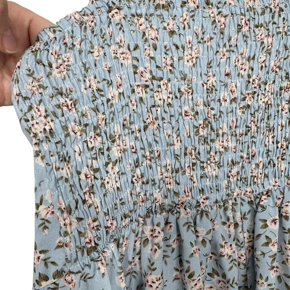 To My Lovers Baby Blue Floral Spaghetti Strap Sun Dress Size Large - Picture 5 of 9